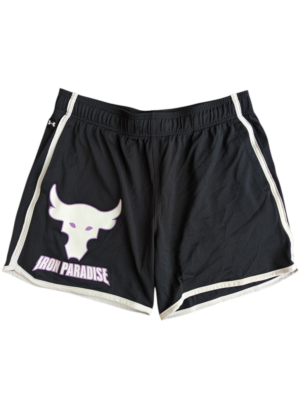 Under Armour Project Rock Iron Paradise Shorts Mens XL Black Workout Gym 36x6